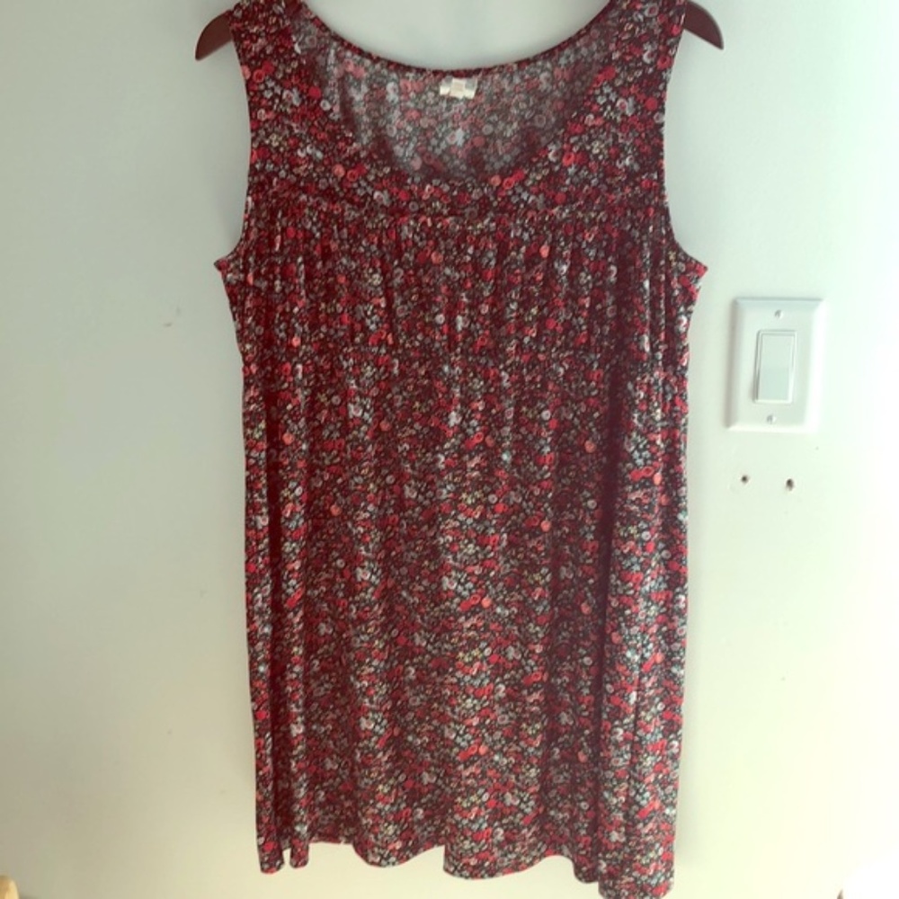 Red and Black Floral Empire Waist Dress